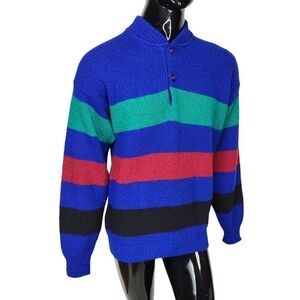 Vintage 90s LOBO Pendleton Wool Color Block Striped Knit Pullover Sweater Large
